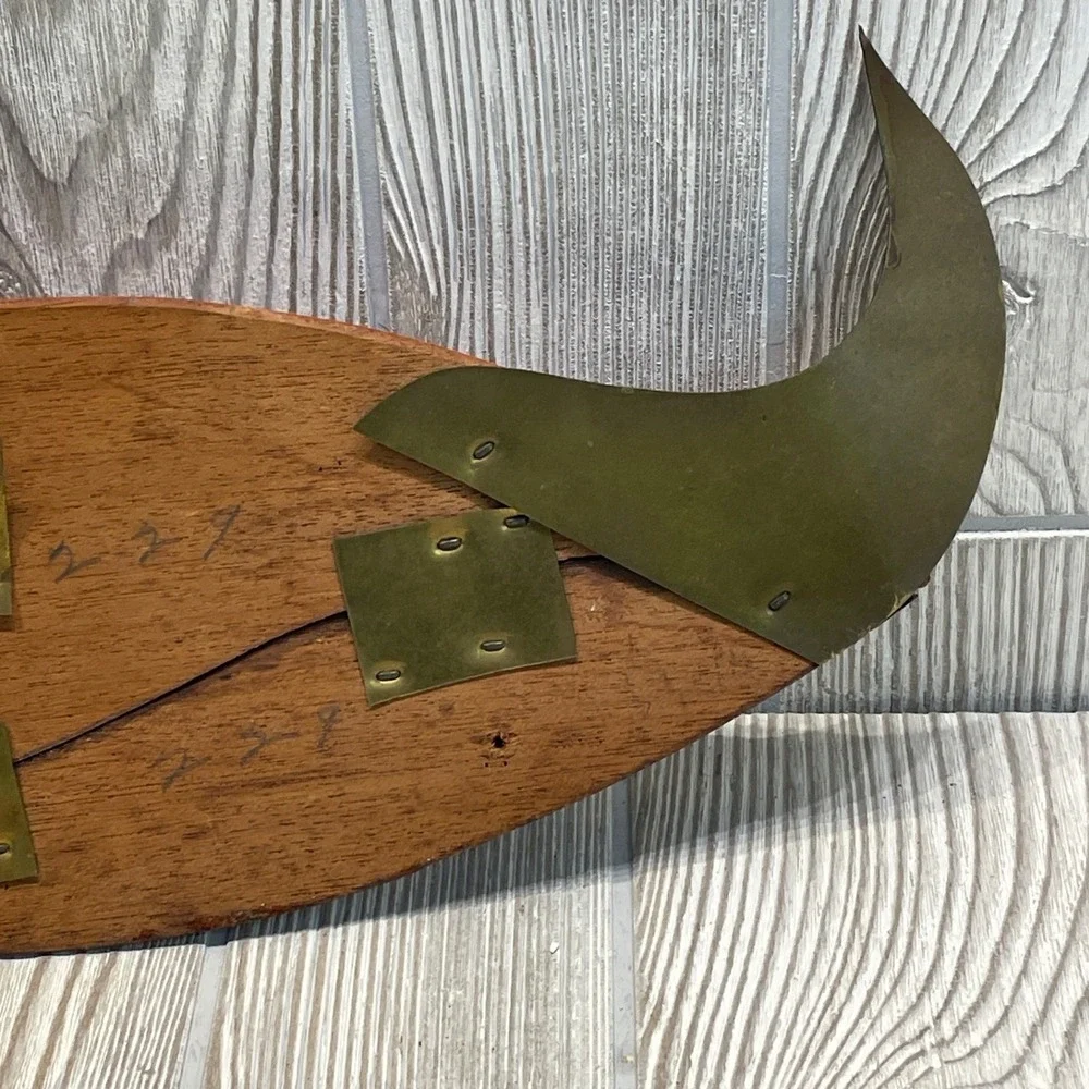 Handmade Vintage Wood and Brass Duck Wall Hanging Mid Century Modern Decor